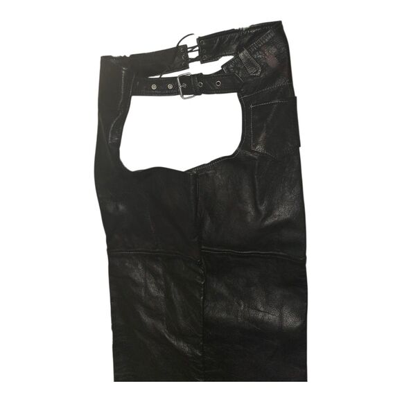 First Classics Leather Gear Motorcycle Chaps Black S. Made in Pakistan - Picture 5 of 5